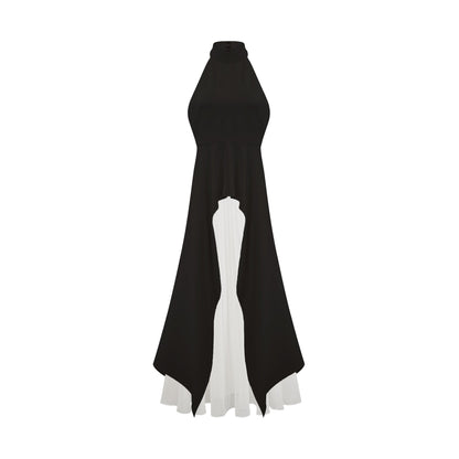 Inés halterneck layered long dress