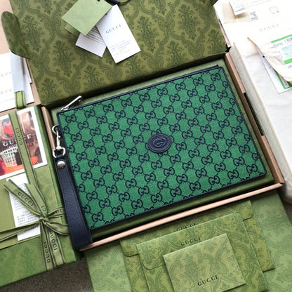 gg Beauty Case With Interlocking G Green And Blue gg Canvas For Women 12in/30cm gg