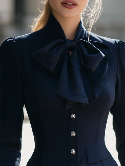 Elegant Navy Bow-Tie Blazer – Tailored Sophistication For Every Occasion