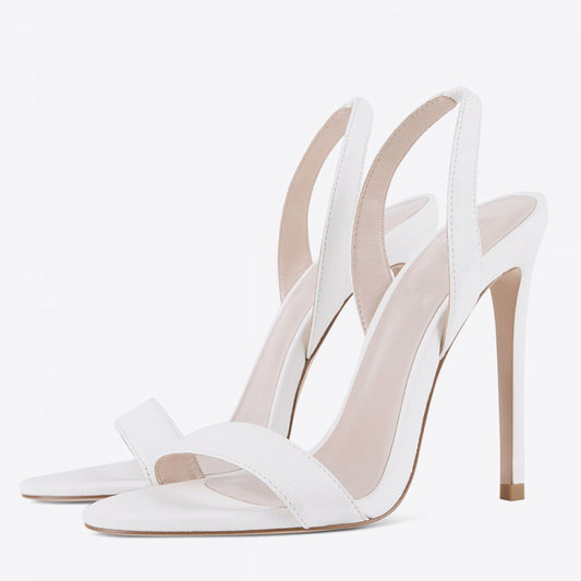 Elegant White Open Toe Stiletto Heel Women's Sandals with Slingback