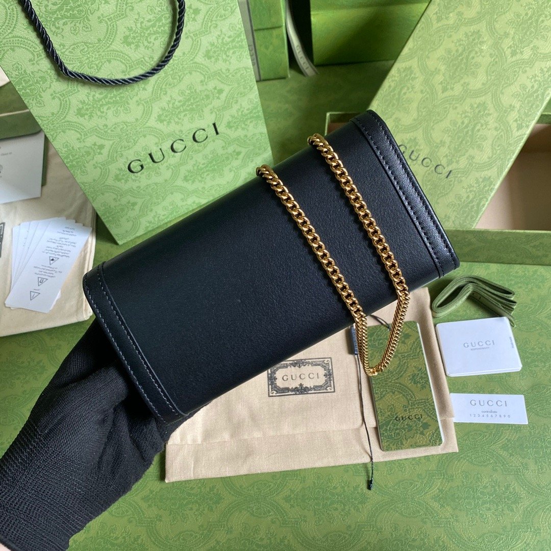 gg Diana Chain Wallet With Bamboo Black For Women, Women&#8217;s Bags 7.4in/19cm gg 658243 17Q0T 1000