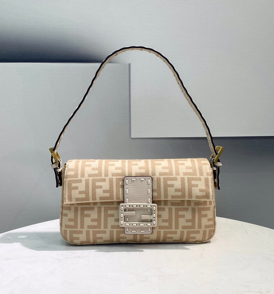 FI Baguette 1997 Wool Bag Beige For Women, Handbags, Shoulder Bags 10.6in/27cm FF 8BR792