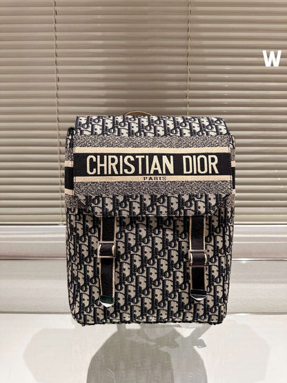BALO Dior Backpack Blue Dior Oblique Embroidery