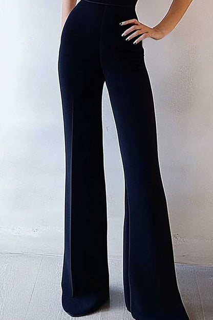Evening Formal Jumpsuit Black Strapless Bodycon Straight Leg Pants