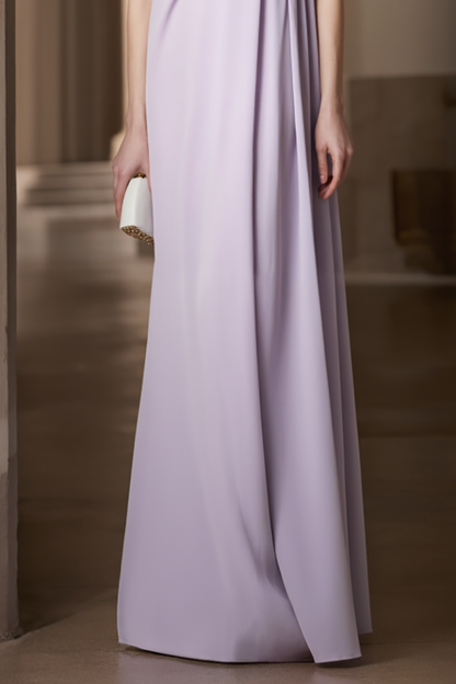 Formal Evening Gown Lilac One Shoulder Loose Fit Floor-Length Dress