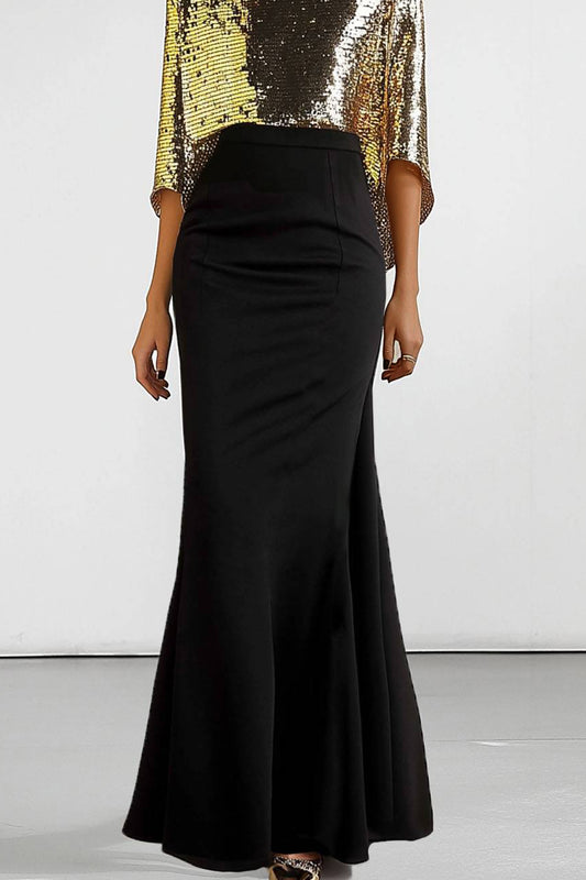 Ball Party Sequin Dress Cape Style Color Block Mermaid Maxi Dress