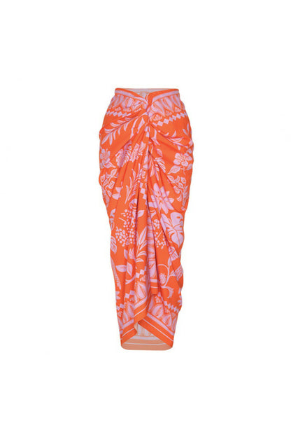 3D Flower Straps Orange One-Piece Swimsuit and Cover-Up
