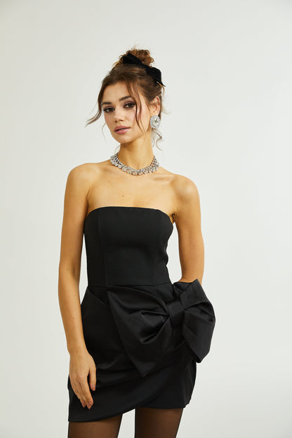 Lanetta bowknot asymmetrical dress