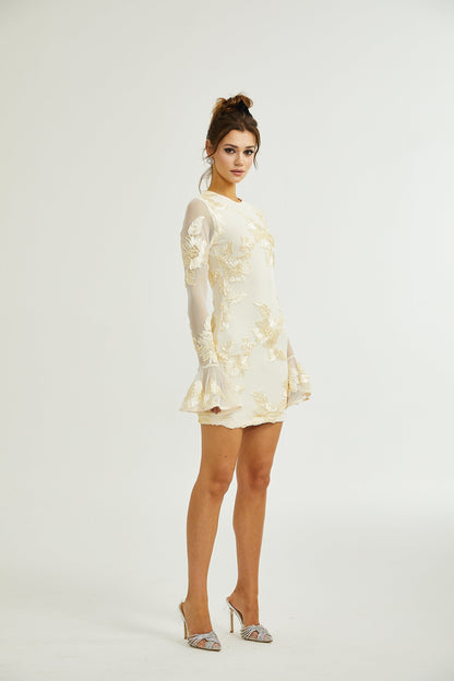 Nalini floral-embroidered open-back dress