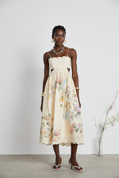 Joséphine floral-print cut-out midi dress