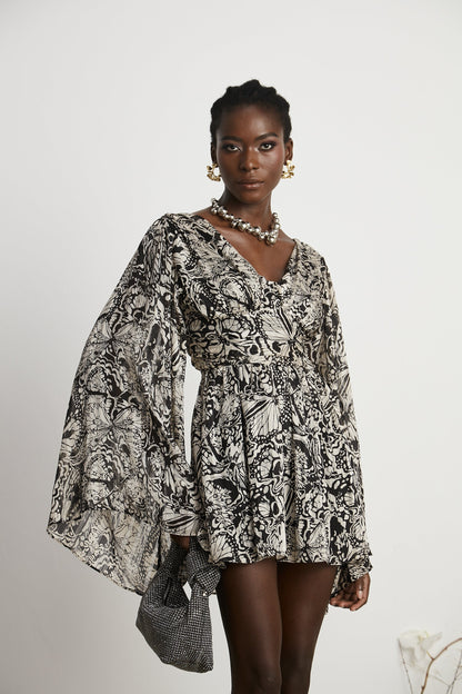 Perrine pattern-print V-neck mini dress