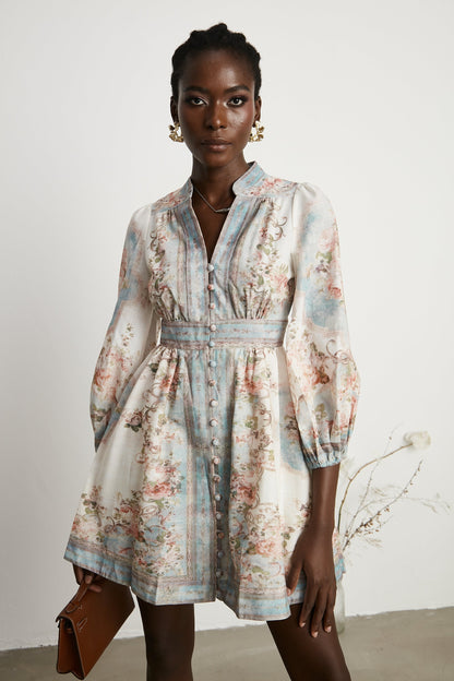 Clémence Romantic Floral Print Mini Dress