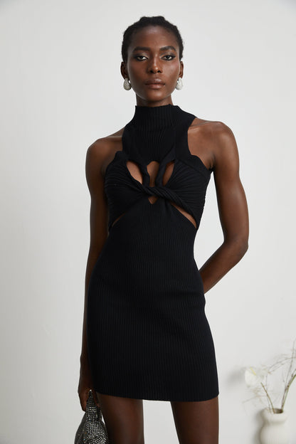 Émilie twist-detail cut-out mini dress