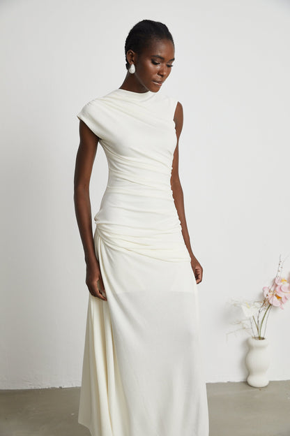 Lanetta jersey-knit draped maxi dress