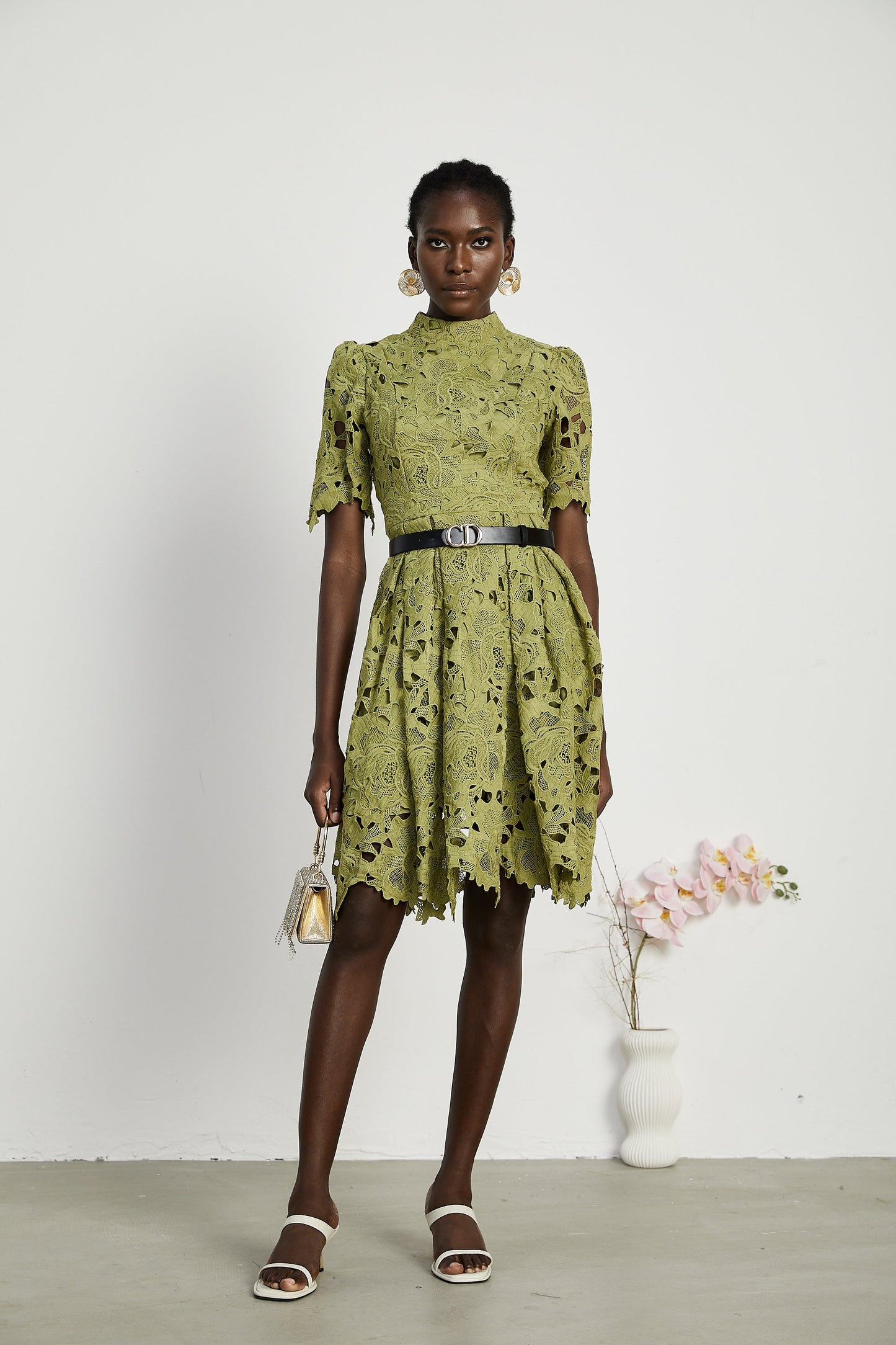 Valérie cut-out embroidered mini dress
