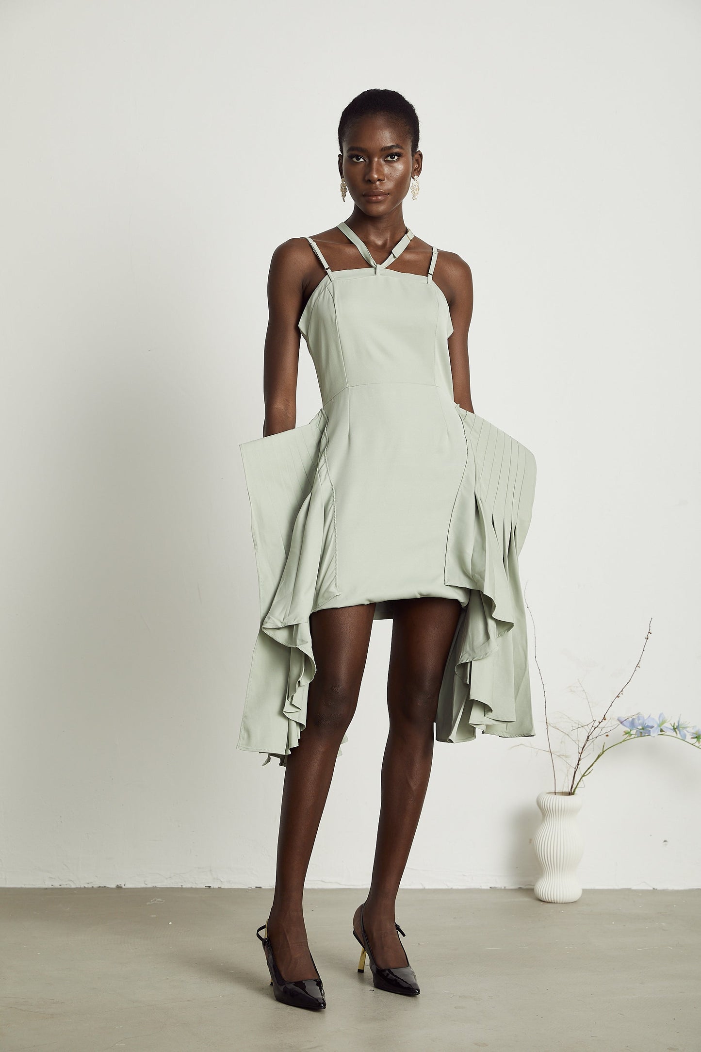 Michel layered-hemline mini dress
