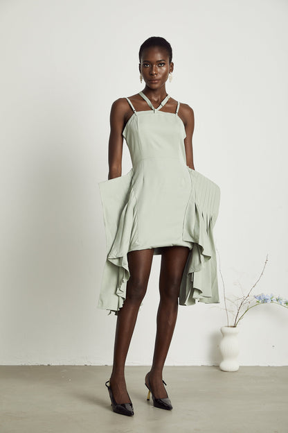 Michel layered-hemline mini dress