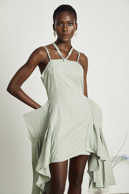 Michel layered-hemline mini dress