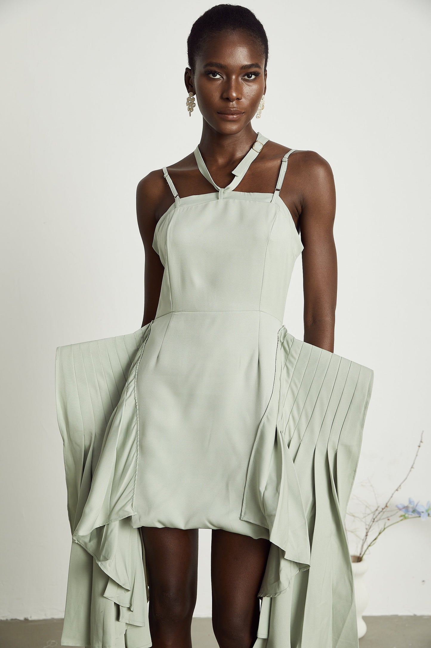 Michel layered-hemline mini dress