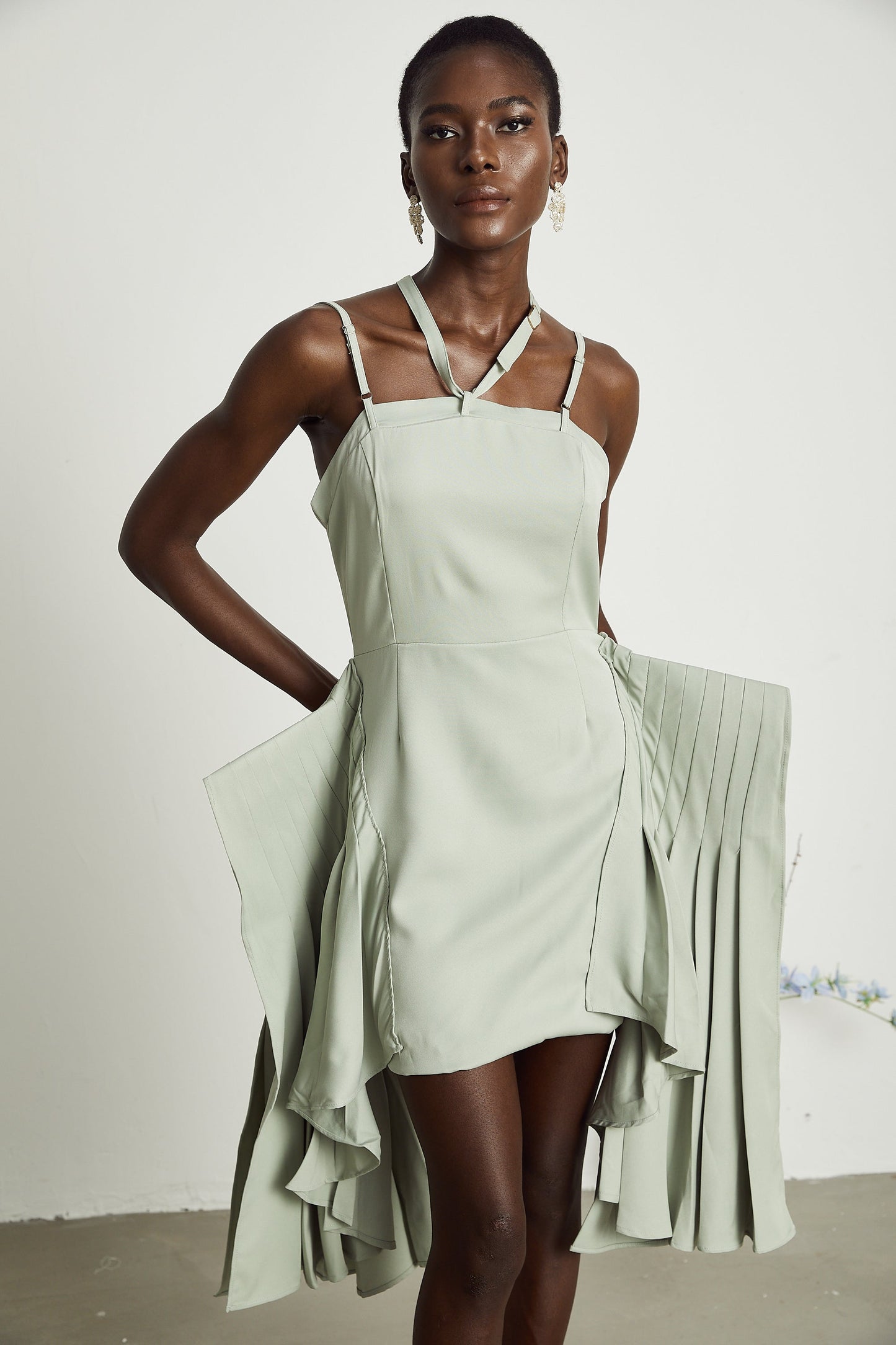 Michel layered-hemline mini dress