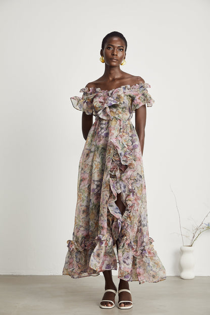 Margaux off-shoulder ruffled midi dress