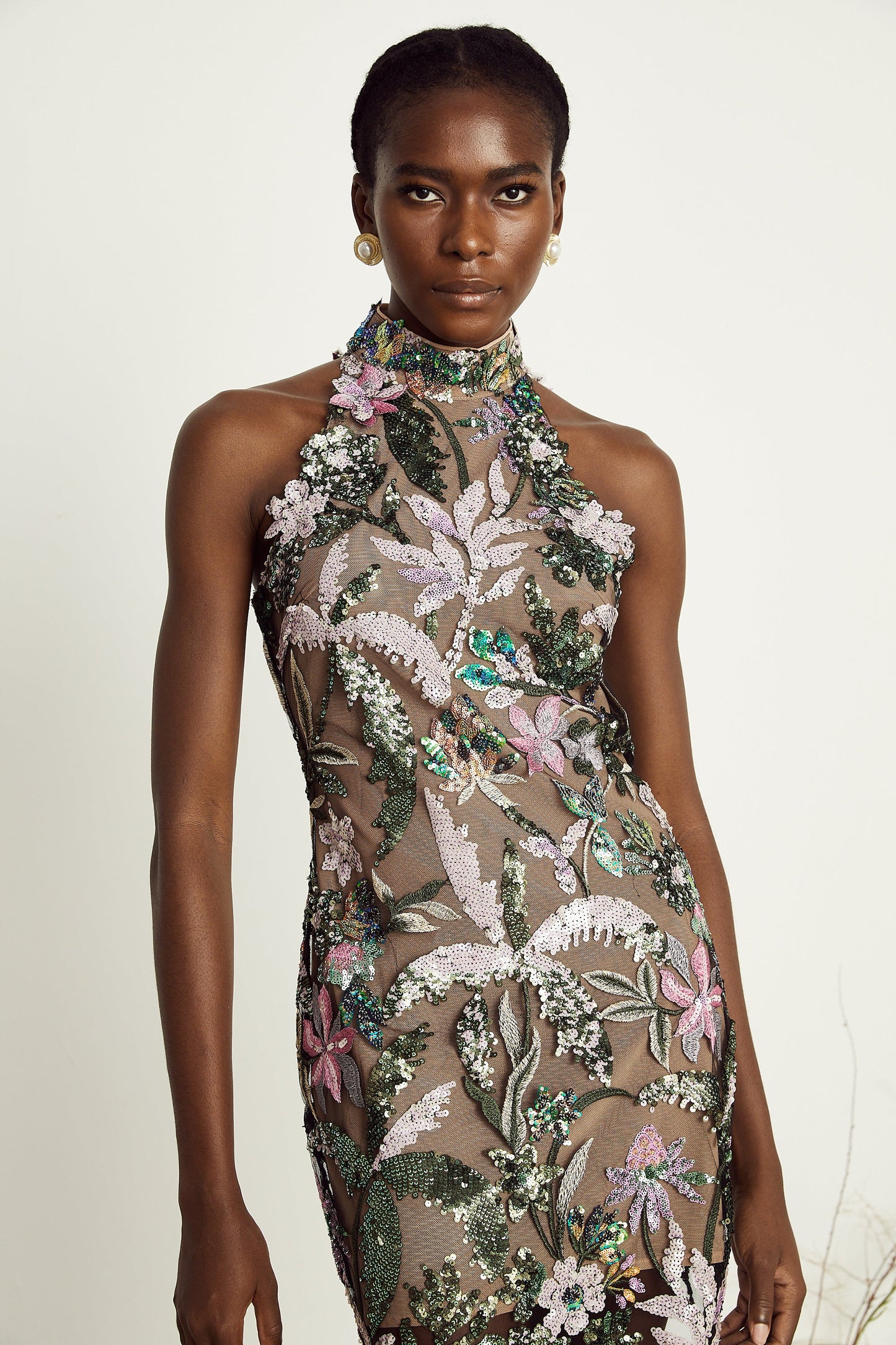 Géraldine sequin-embellished embroidered mini dress