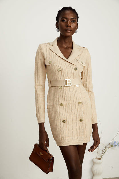 Clémence monogram-jacquard knitted dress