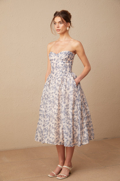 Fanny floral-print off-shoulder midi dress