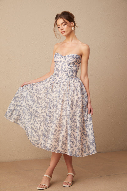 Fanny floral-print off-shoulder midi dress