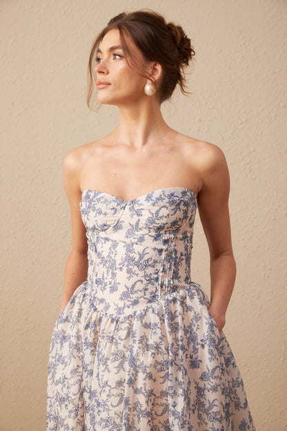 Fanny floral-print off-shoulder midi dress