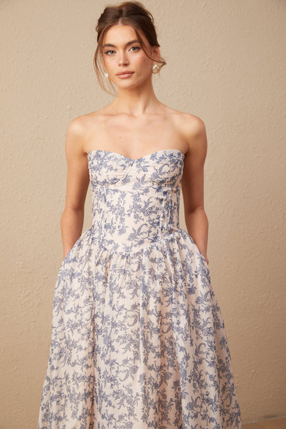 Fanny floral-print off-shoulder midi dress