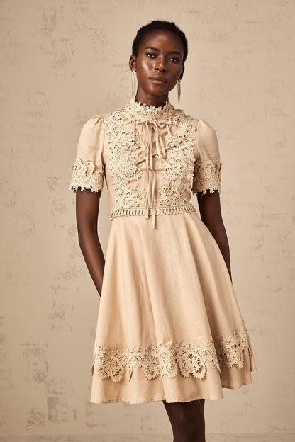 Axelle corded-lace flared mini dress