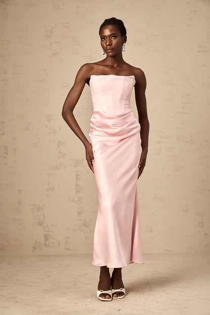 Aurore Pink Off-Shoulder Maxi Dress
