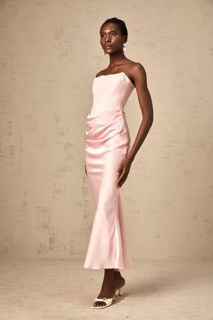 Aurore Pink Off-Shoulder Maxi Dress