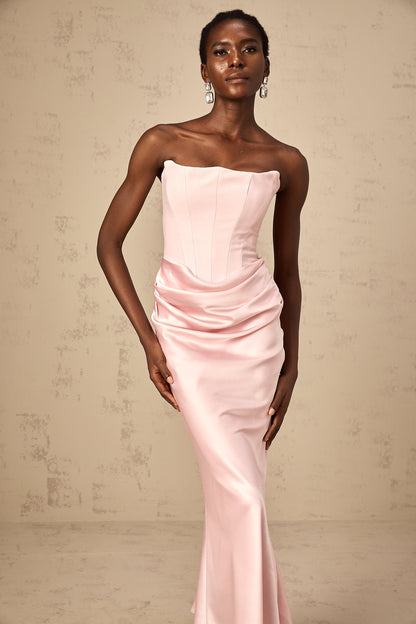 Aurore Pink Off-Shoulder Maxi Dress