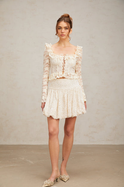 Tiphaine pleated sequined mini skirt