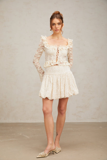 Tiphaine pleated sequined mini skirt