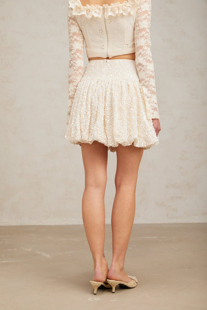Tiphaine pleated sequined mini skirt