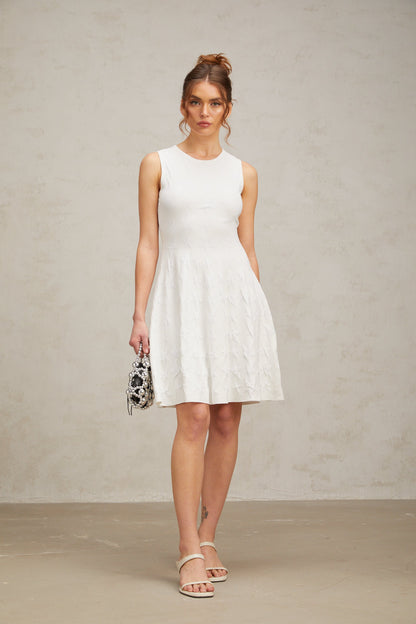 Jasmine white star-pattern knitted mini dress