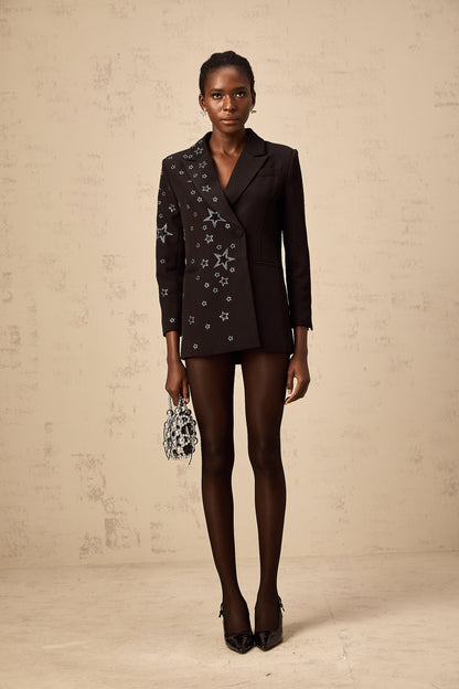 Patricia black star-appliqué blazer