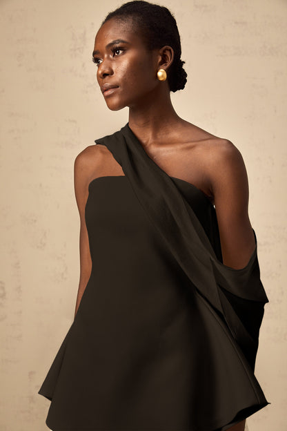 Danaé ribbon-design flared mini dress in Black