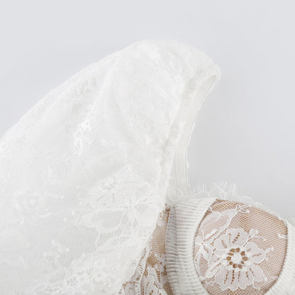 Nadine semi-sheer lace-trim mini dress