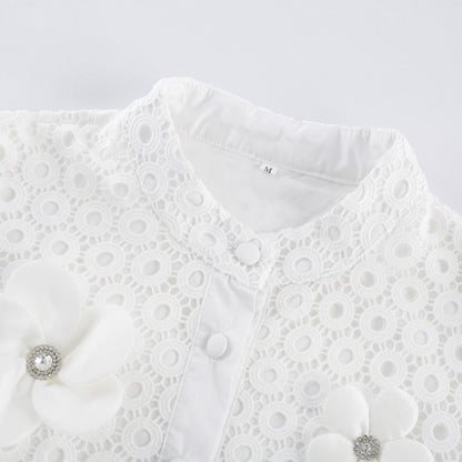 Calla faux-flower cut-out blouse & shorts matching set