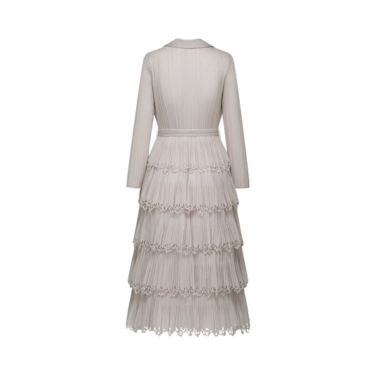 Marjolaine tiered pleated midi dress