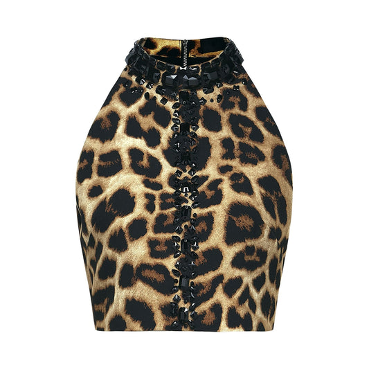 Noémie leopard-print top & skirt matching set