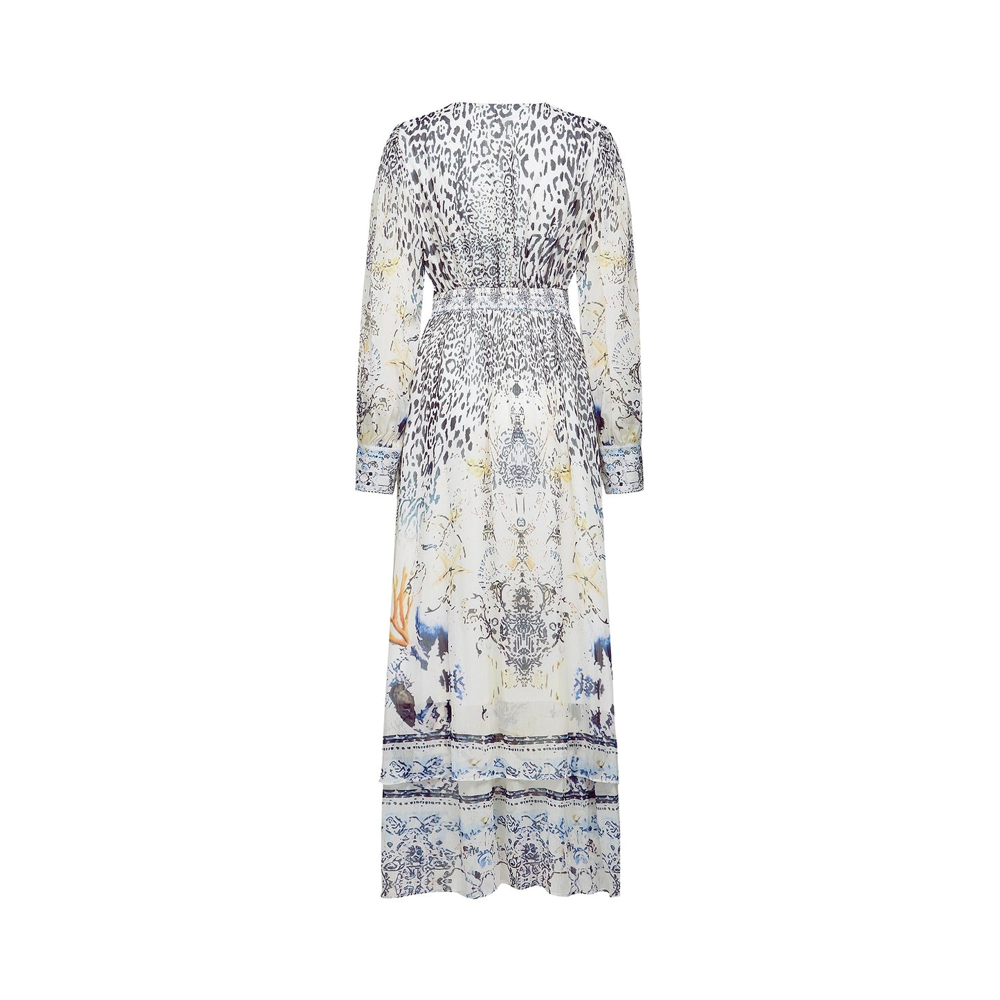 Elida button-front ruffled maxi dress