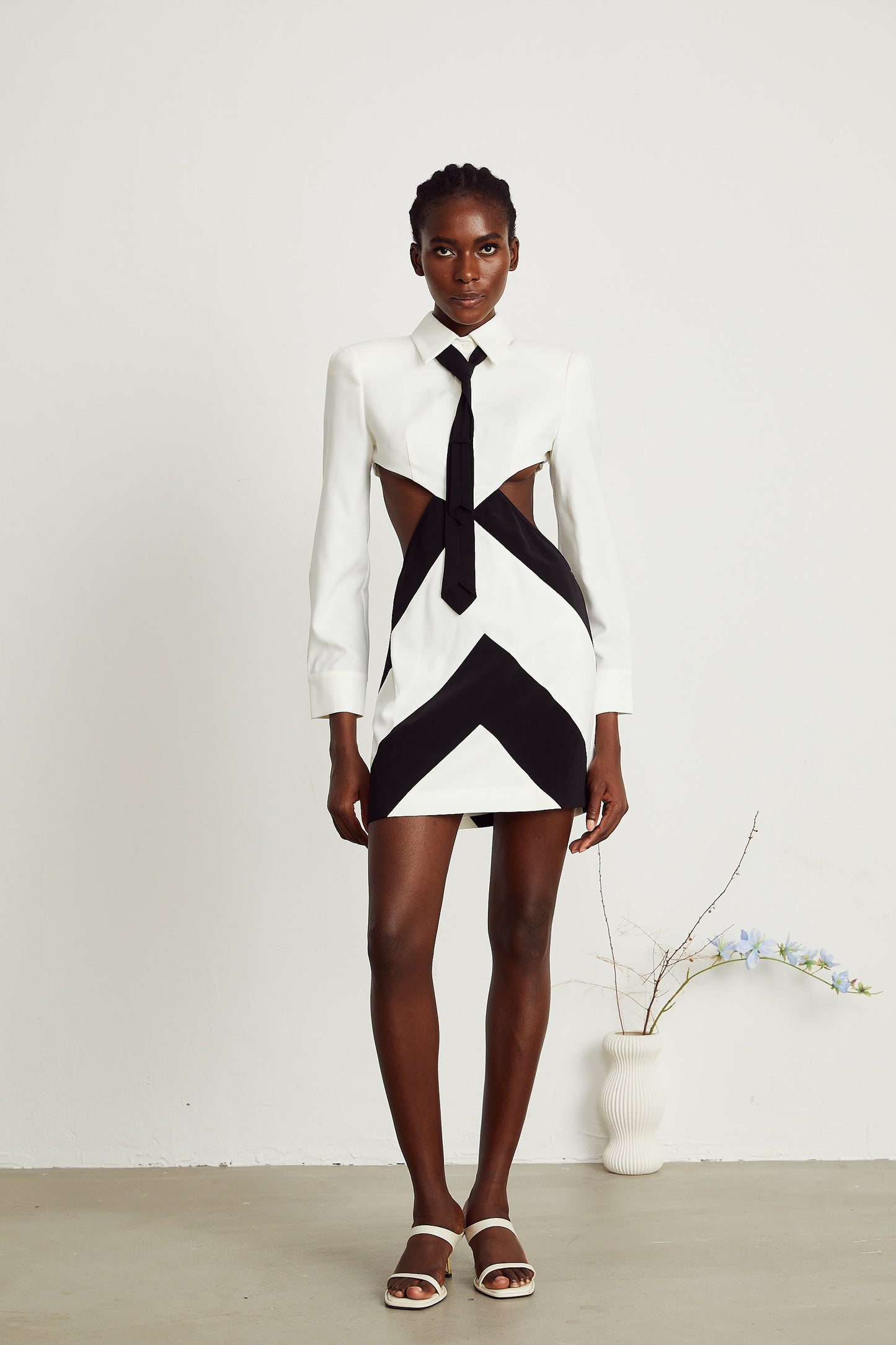 Ophelia neck-tie cut-out mini dress