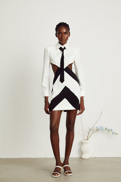Ophelia neck-tie cut-out mini dress