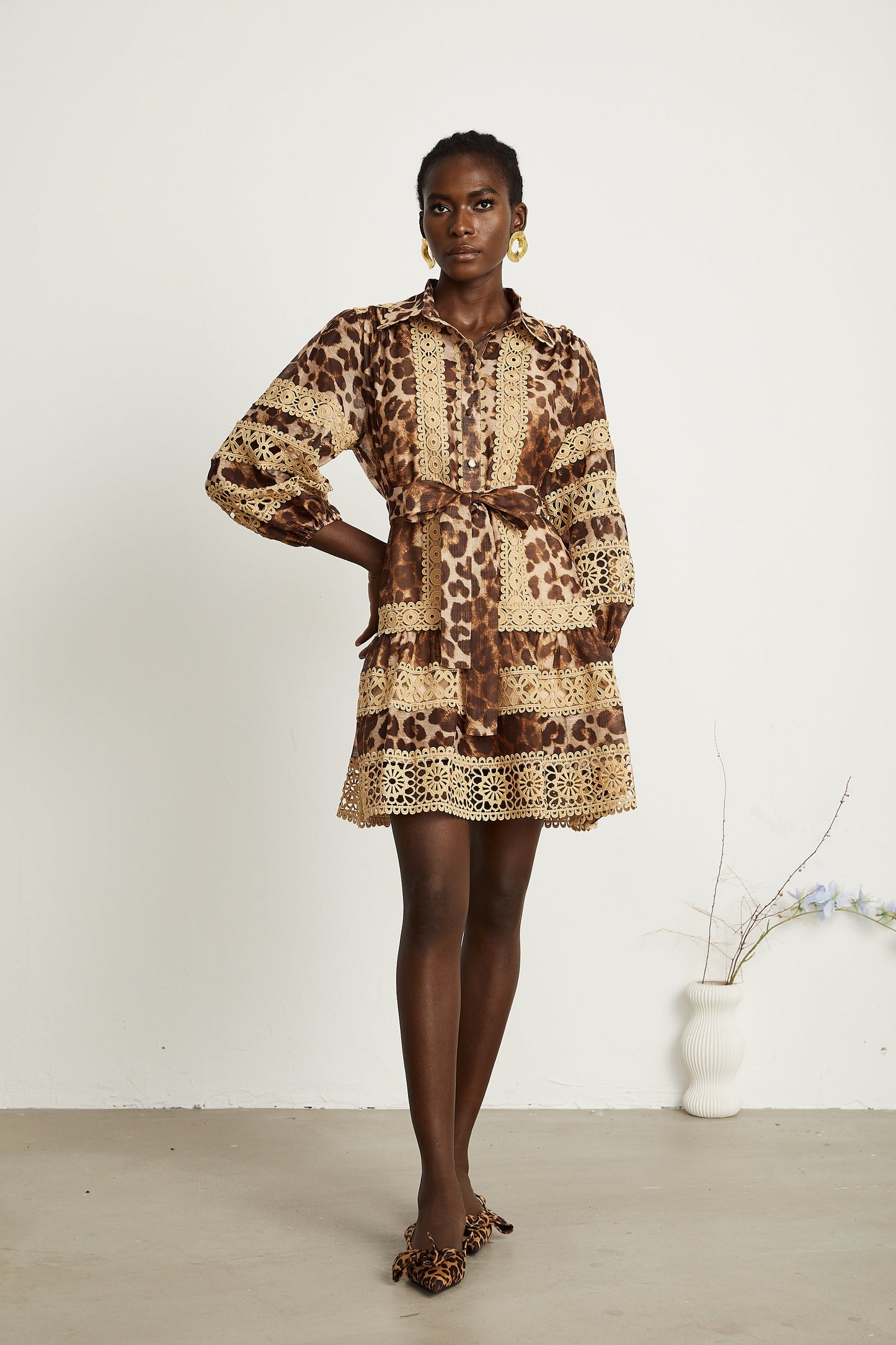 Léonor leopard-print cut-out panelled mini dress