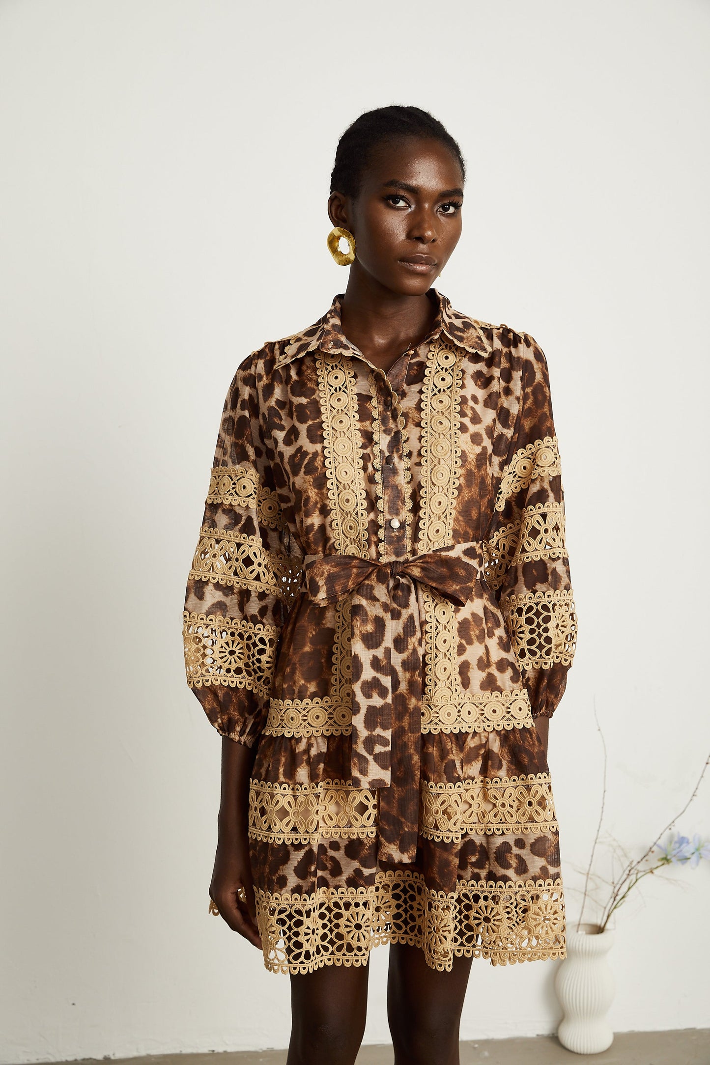 Léonor leopard-print cut-out panelled mini dress